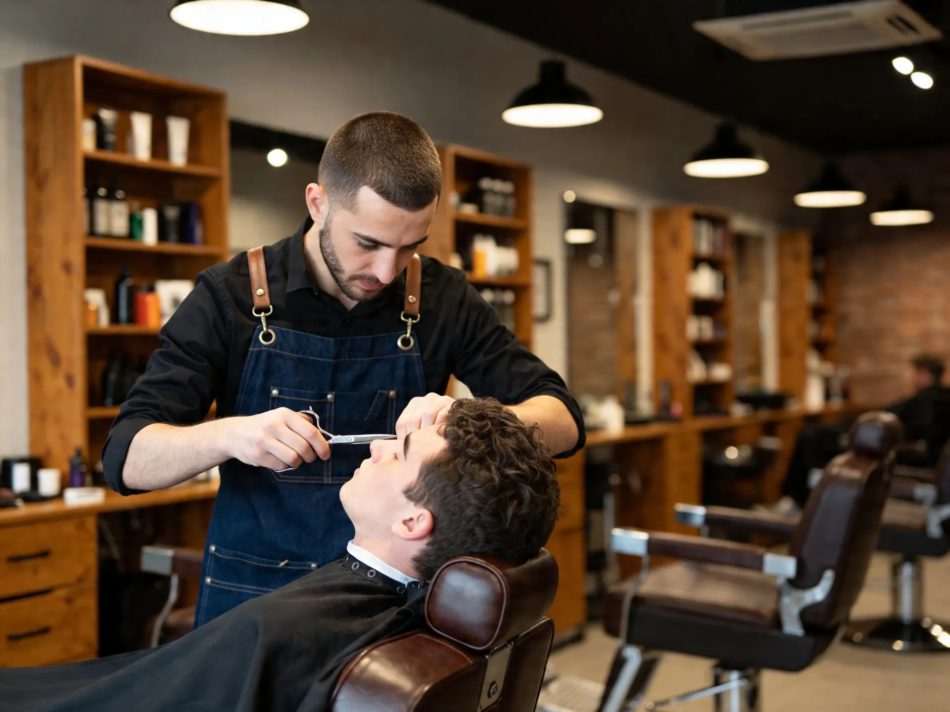 Barber with client